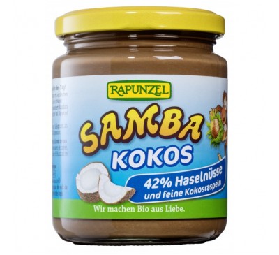 Crema de ciocolata cu alune si cocos Samba bio Rapunzel, 250g